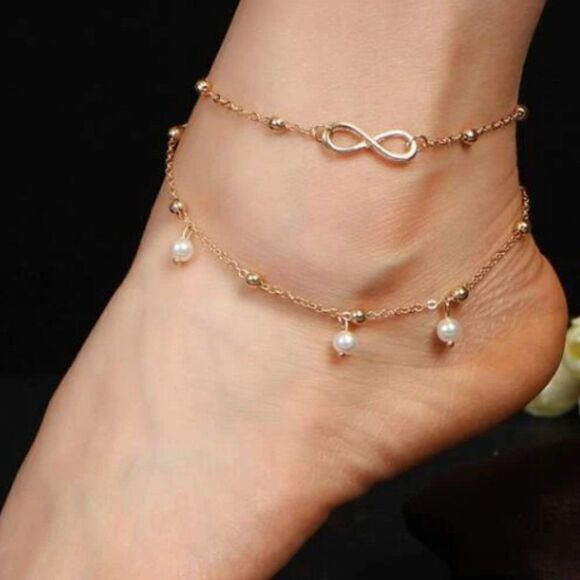 🔅🆕🔅 💫BoHo Faux Pearl Layered Anklet💫 - Picture 1 of 5